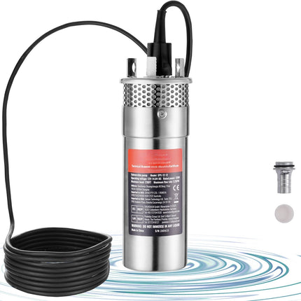Solar Submersible Deep Well Pump, 12V 120W, 3.2 GPM
