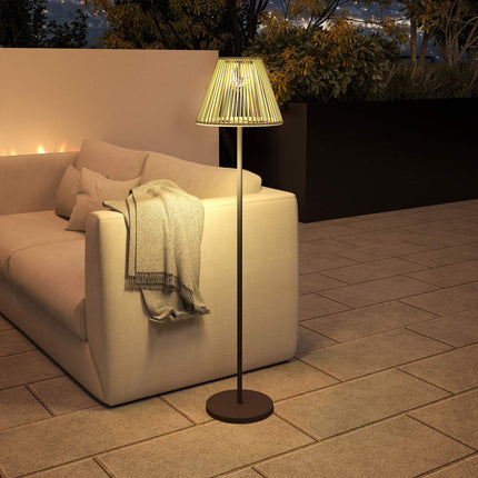 Boho solární stojací lampa, ratan, 25 LED, venkovní, IP44