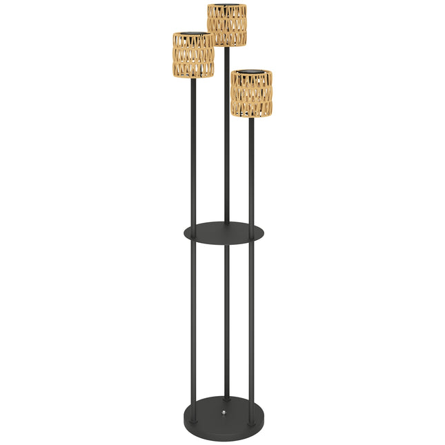 Solar floor lamp, rattan, Boho Style, outdoor, IP44 waterproof