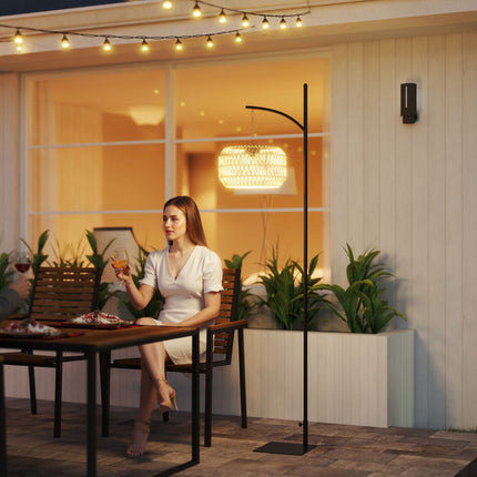 Ratanová solární stojací lampa boho, voděodolná IP44