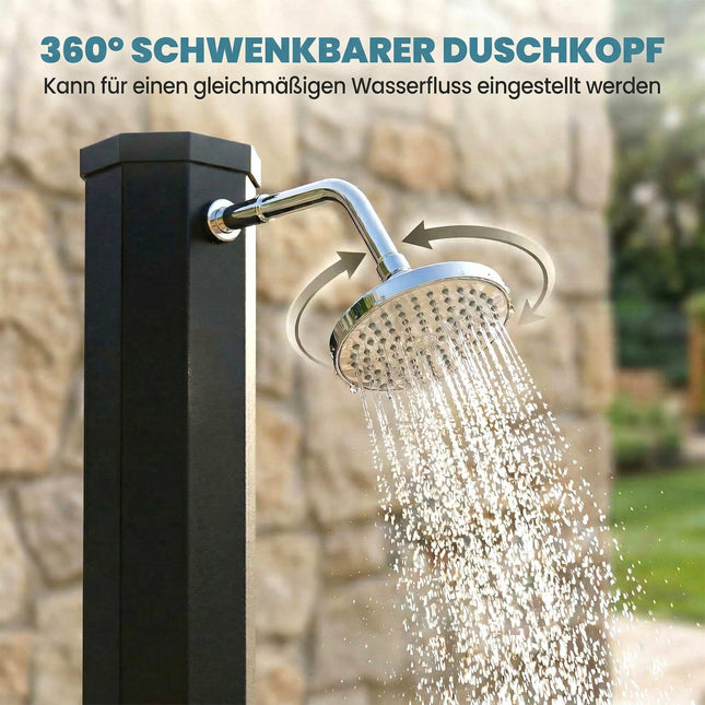 Solární zahradní sprcha 60L s dešťovou hlavicí, regulace teploty