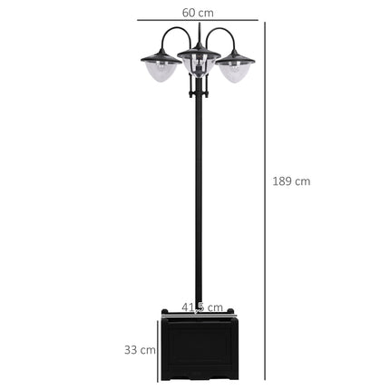 Solární zahradní světlo, 3ramenná lampa s podstavcem květináče