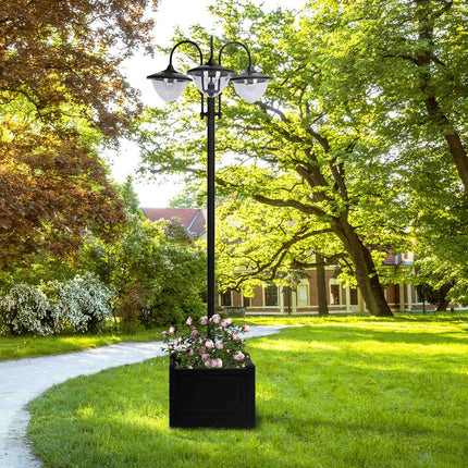 Solární zahradní světlo, 3ramenná lampa s podstavcem květináče