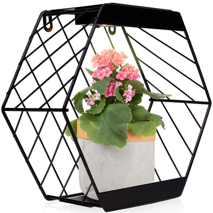 Solární LED nástěnná lampa s poličkou na květiny v květináči
