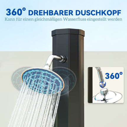 Solární zahradní sprcha, 35L, ohřívaná, kohoutek a ruční sprcha