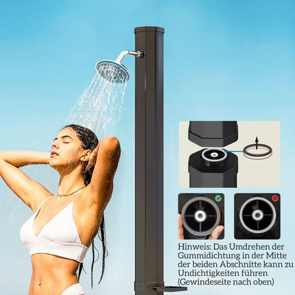 Solární zahradní sprcha, 35L, ohřívaná, kohoutek a ruční sprcha