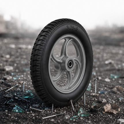 Solid Rubber Wheelbarrow Wheels, 3.25-8, Set of 2