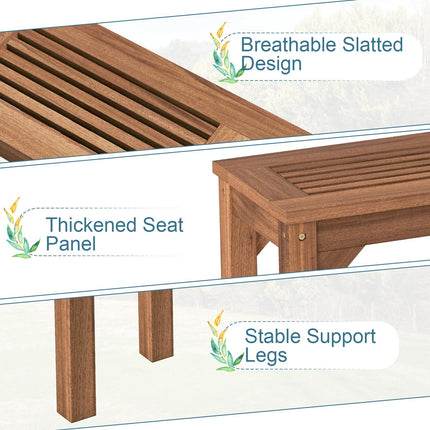 Solid Wood 2-Seater Garden Bench, Weatherproof, 100x30.5 cm