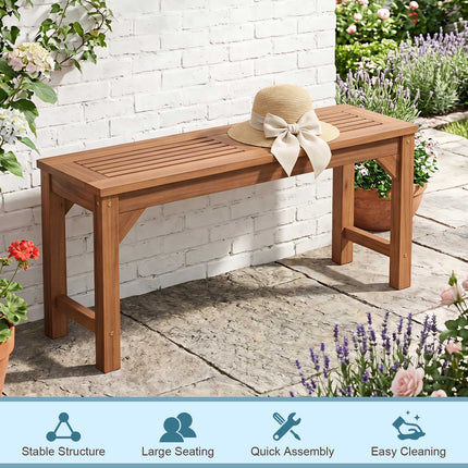 Solid Wood 2-Seater Garden Bench, Weatherproof, 100x30.5 cm