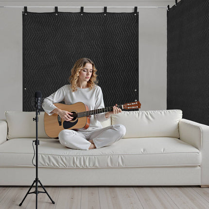 Soundproof Blanket with Grommets, 80 x 48 in, Black