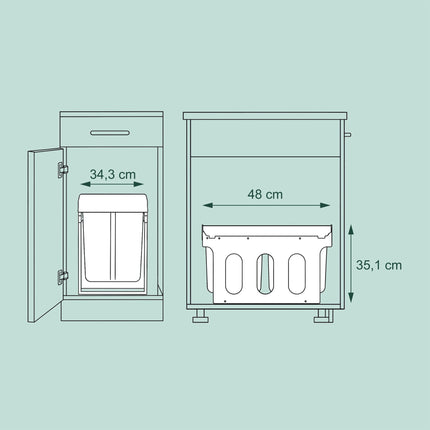 Source sorting with 2 waste bins