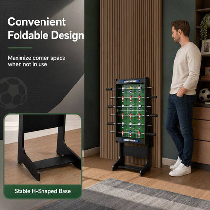 Space-Saving Foosball Table, Foldable, Black, 33x36x109 cm