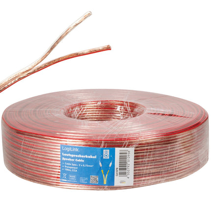 Reproduktorový kabel 2x0.75 100m průhledný