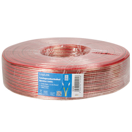 Reproduktorový kabel 2x0.75 100m průhledný