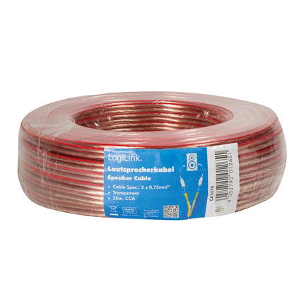 Reproduktorový kabel 2x0.75 25m průhledný