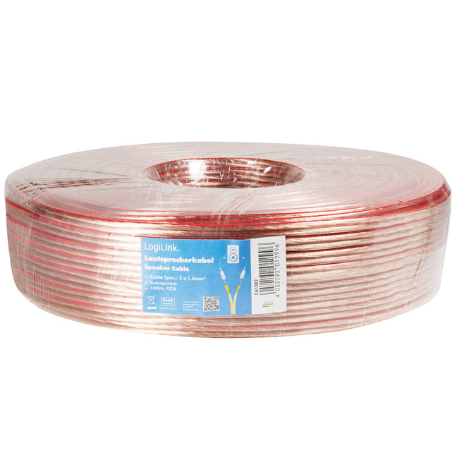 Reproduktorový kabel 2x1.5 100m průhledný