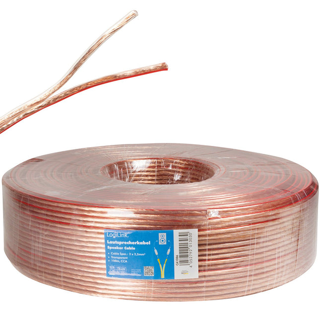 Reproduktorový kabel 2x2.5 100m průhledný