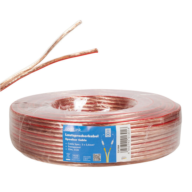 Reproduktorový kabel 2x2.5 25m průhledný