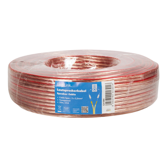Reproduktorový kabel 2x2.5 25m průhledný