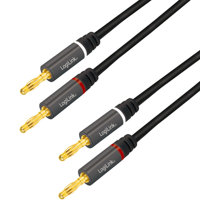 Reproduktorový kabel 2x2.5 mm² s banánky černý 3 metry
