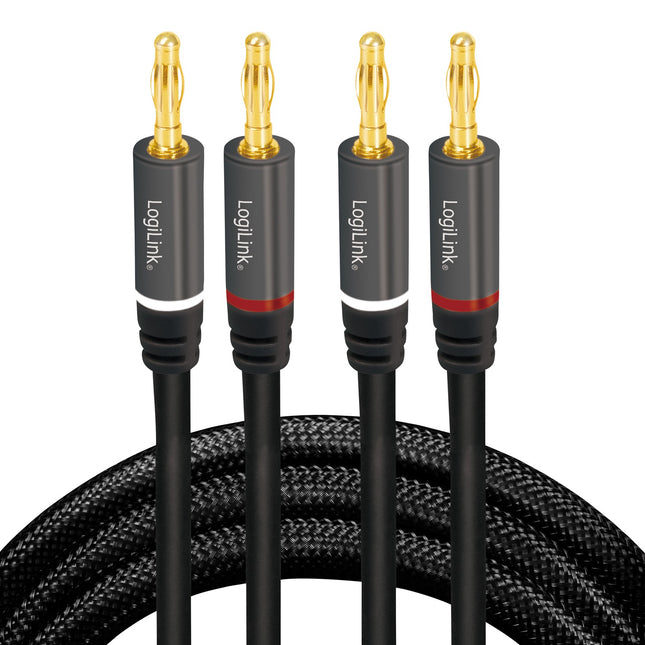 Reproduktorový kabel 2x2.5 mm² s banánky černý 5 metrů