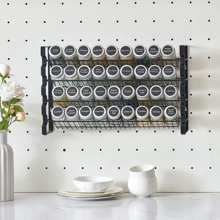 Spice Rack Organizer, 4-Tier, 36 Glass Jars, 18x11 in