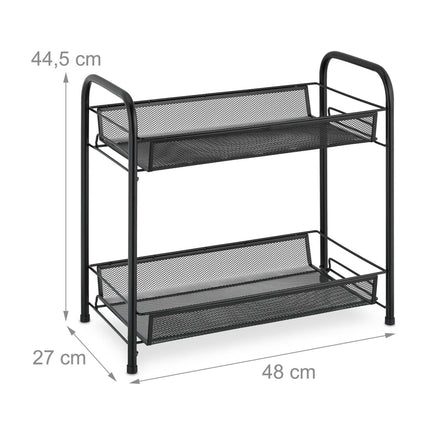 Spice rack with 2 metal shelves