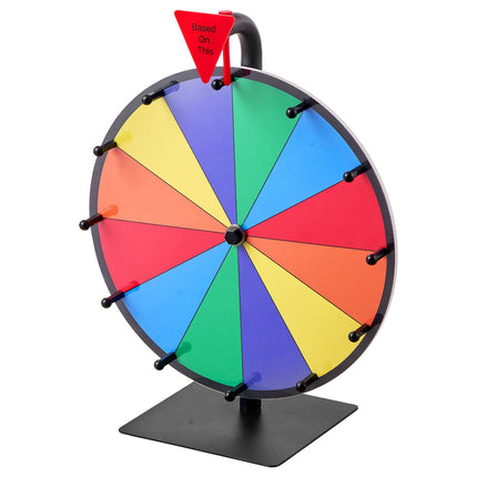 Spinning Prize Wheel, 12 Slots, 12-Inch Dry Erase Stand; 2 Markers