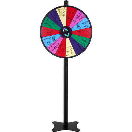Spinning Prize Wheel, 24 Inch, 14 Slots, Dry Erase Stand