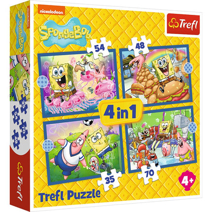 Puzzle SpongeBob 4 v 1 pro děti, zábavná výuková aktivita