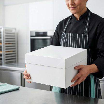 Square Cake Boxes With Lids And Boards, Food-Safe Cardboard