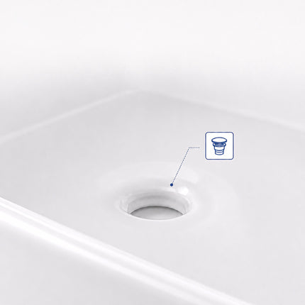 Square Ceramic Washbasin, 41.5 cm, No Tap Hole