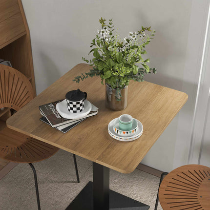 Square Dining Table, Dark Brown, Wood Look, Steel Base