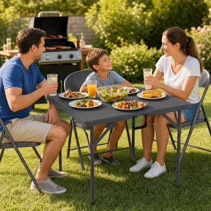 Square Folding Camping Table, Grey, 86 x 86 x 75 cm