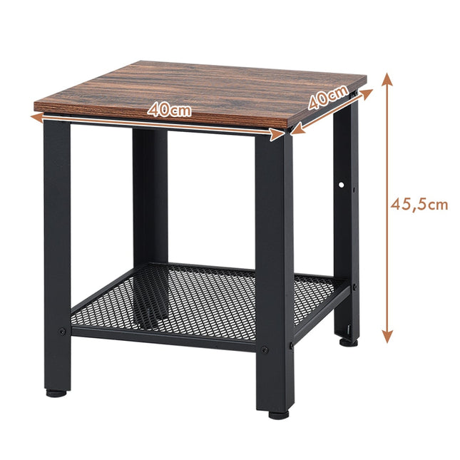 Quadratischer Metall-Couchtisch, 40x40x45,5 cm, Braun