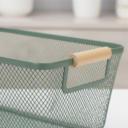 Čtvercový kovový úložný koš s rukojeťmi