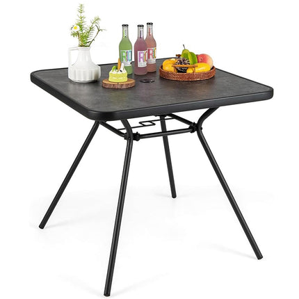Čtvercový zahradní jídelní stůl, 80cm, otvor na slunečník 4cm