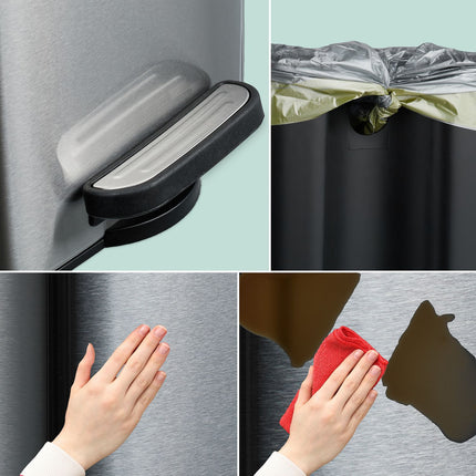 Quadratischer Treteimer 6L mit Müllbeuteln – Soft-Close, Freihandbedienung