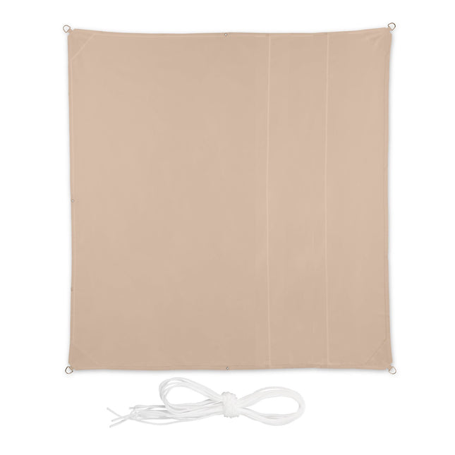Čtvercová stínicí plachta, béžový polyester s lany