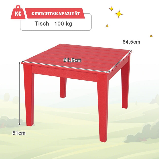 Čtvercový dětský stůl odolný vůči povětrnosti odolný hrací stůl červený 64.5 cm x 64.5 cm