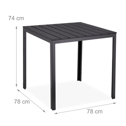 Square garden table in wood look