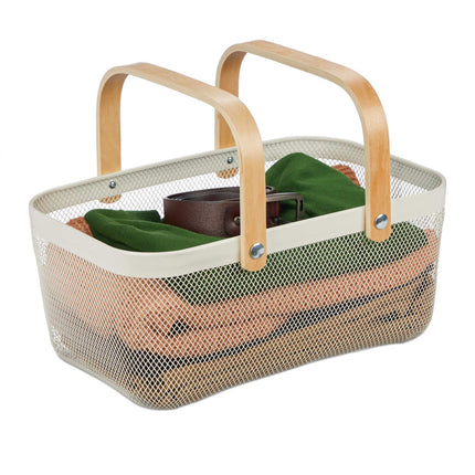 Square wire basket with handle