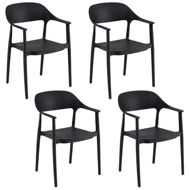 Stapelbare zwarte eetkamerstoelen, set van 4, draagvermogen 150 kg