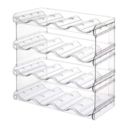 Stackable Bottle Rack – 16 Bottles, 4 Tiers, Transparent