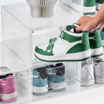 Stackable Clear Shoe Storage Boxes, 6 Pack, Magnetic Door