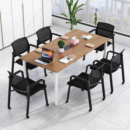 Stackable Conference Chairs Set of 2 with Wheels, Mesh Back, Black