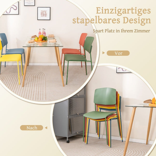 Stapelbare eetkamerstoelen set van 4 - Ergonomisch, duurzaam PP