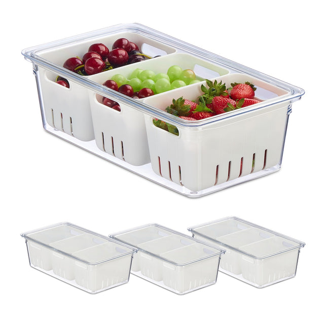 Stohovatelné boxy do lednice se 3 odkapávacími koši