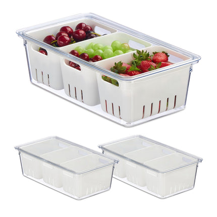 Stohovatelné boxy do lednice se 3 odkapávacími koši