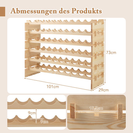 Stapelbares, modulares Weinregal, für 60 Flaschen, Kiefernholz